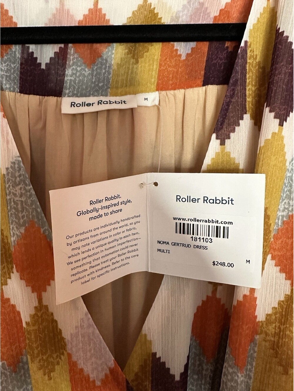 Roller Rabbit Gertrude wrap Dress NWT Medium Anthropologie earth tone Holiday - Picture 4 of 8